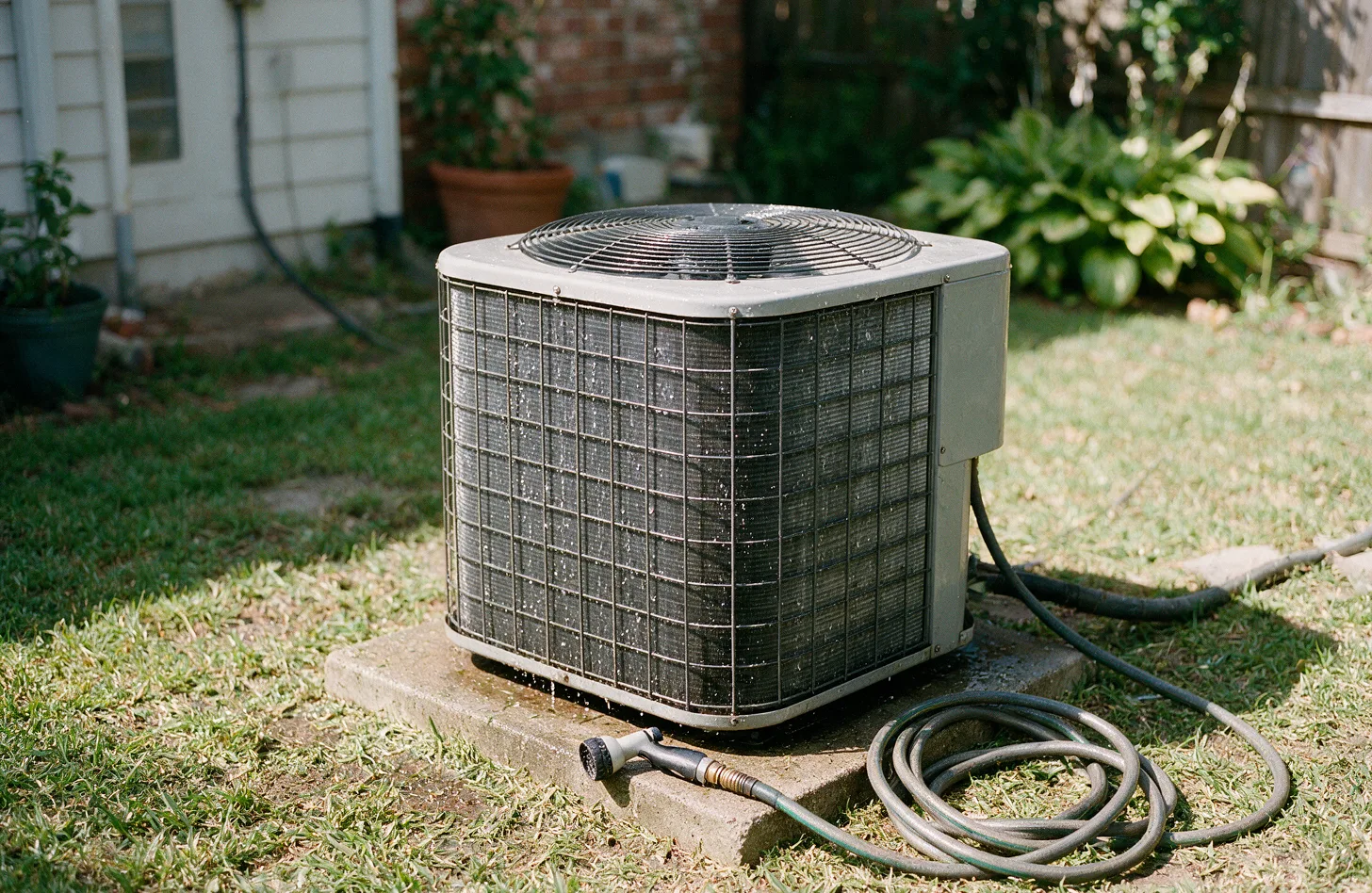 A rinsed condenser coil